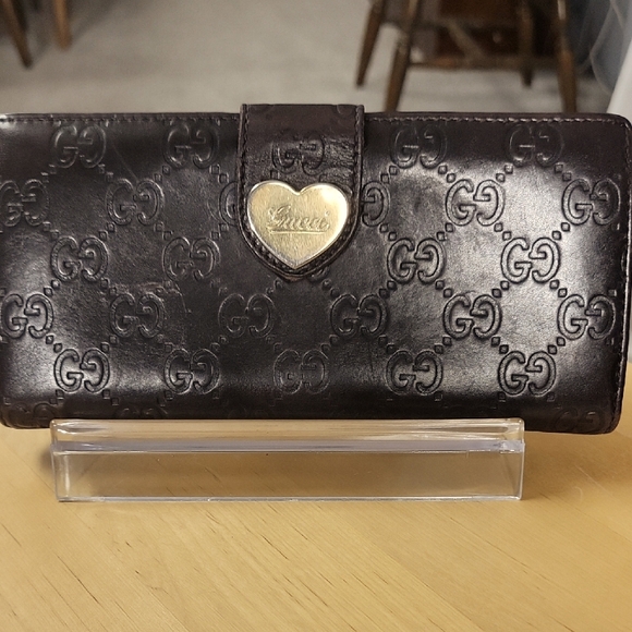 Authentic GUCCI Wallet Double Sided Wallet Ladies Heart Plat - Picture 1 of 8